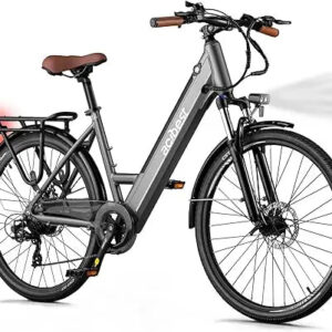 26 inch Step Thru Electric Bicycle, Peak 750W Brushless Motor Cityrun Ebike, with 7 Speed, Up to 50 Miles, E-Bikes
